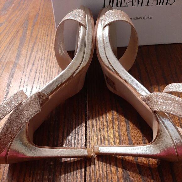 Size 7 Dream Pairs Gold Glitter Stecy-1 Open Toe High Heel Dress Sho… - Picture 6 of 8